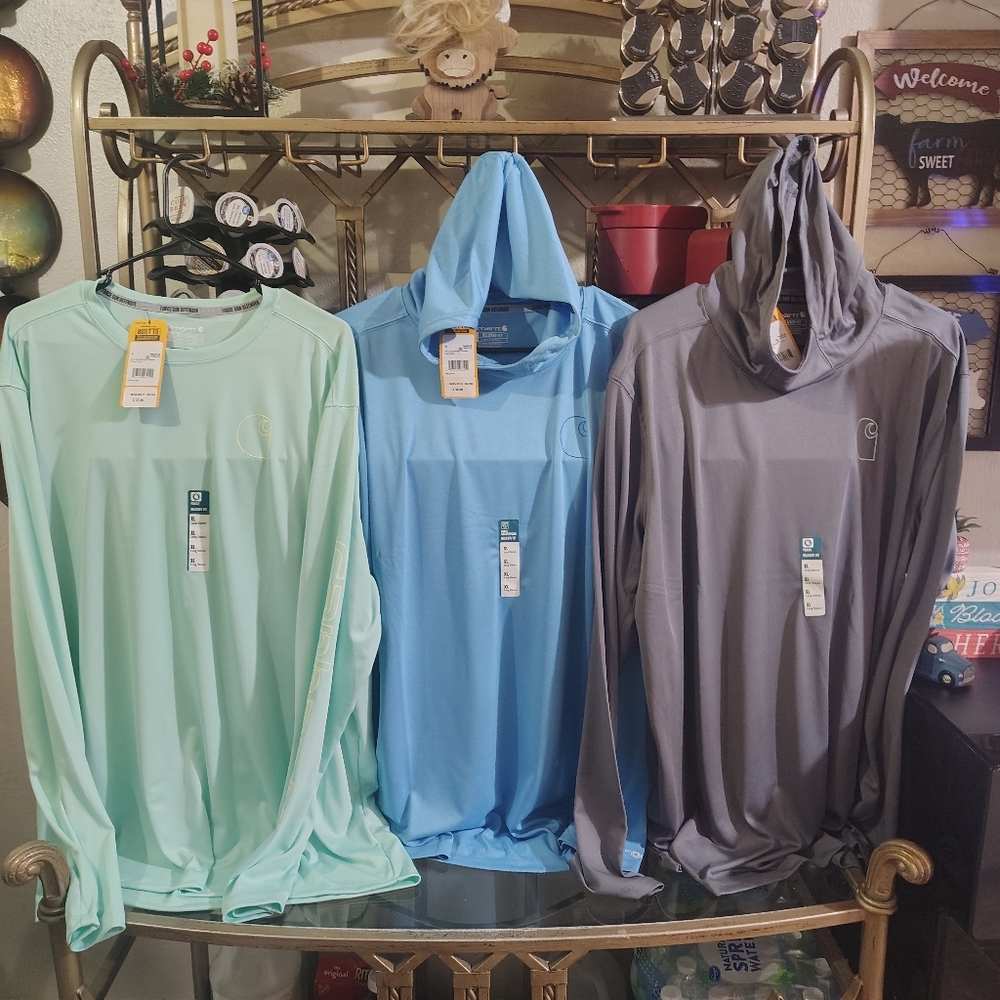3 Men's Xlg Carhartt Sun Defenders - Mint, Sky Blue, Gray